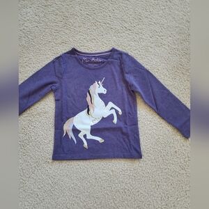 Mini Boden Purple Unicorn Kids Shirt